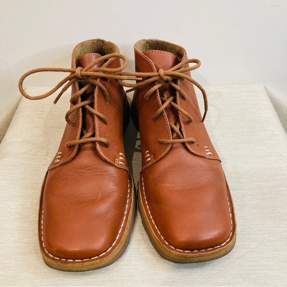 TIMBERLAND Sz 9 Leather Lace Up Square Toe Lug Rubber Sole Chukka Desert Boots - Picture 2 of 11